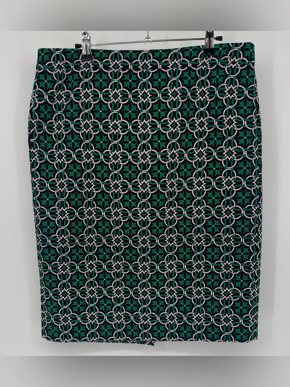 J. Crew Women’s Black and Teal Geometric Pencil Skirt Size 12